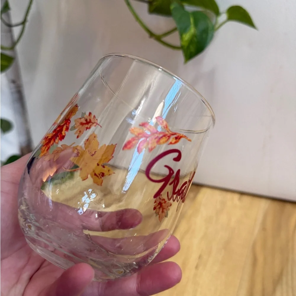 Grateful Autumn Leaves Glass